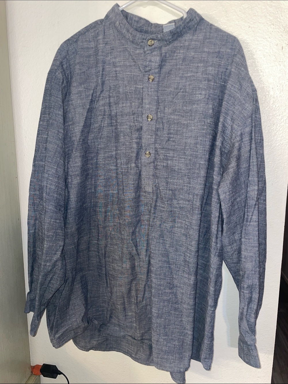 Men's Blue Mandarin Collar Dress Shirt